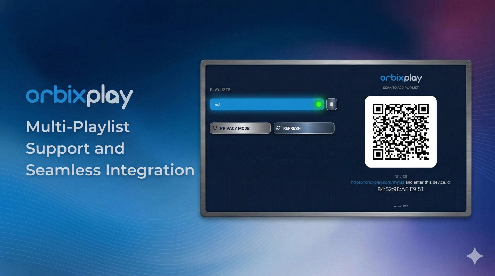 Orbit Player Device ID Bildschirm